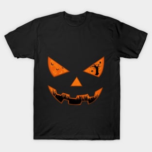 Orange Pumpkin Face Halloween Costume T-Shirt